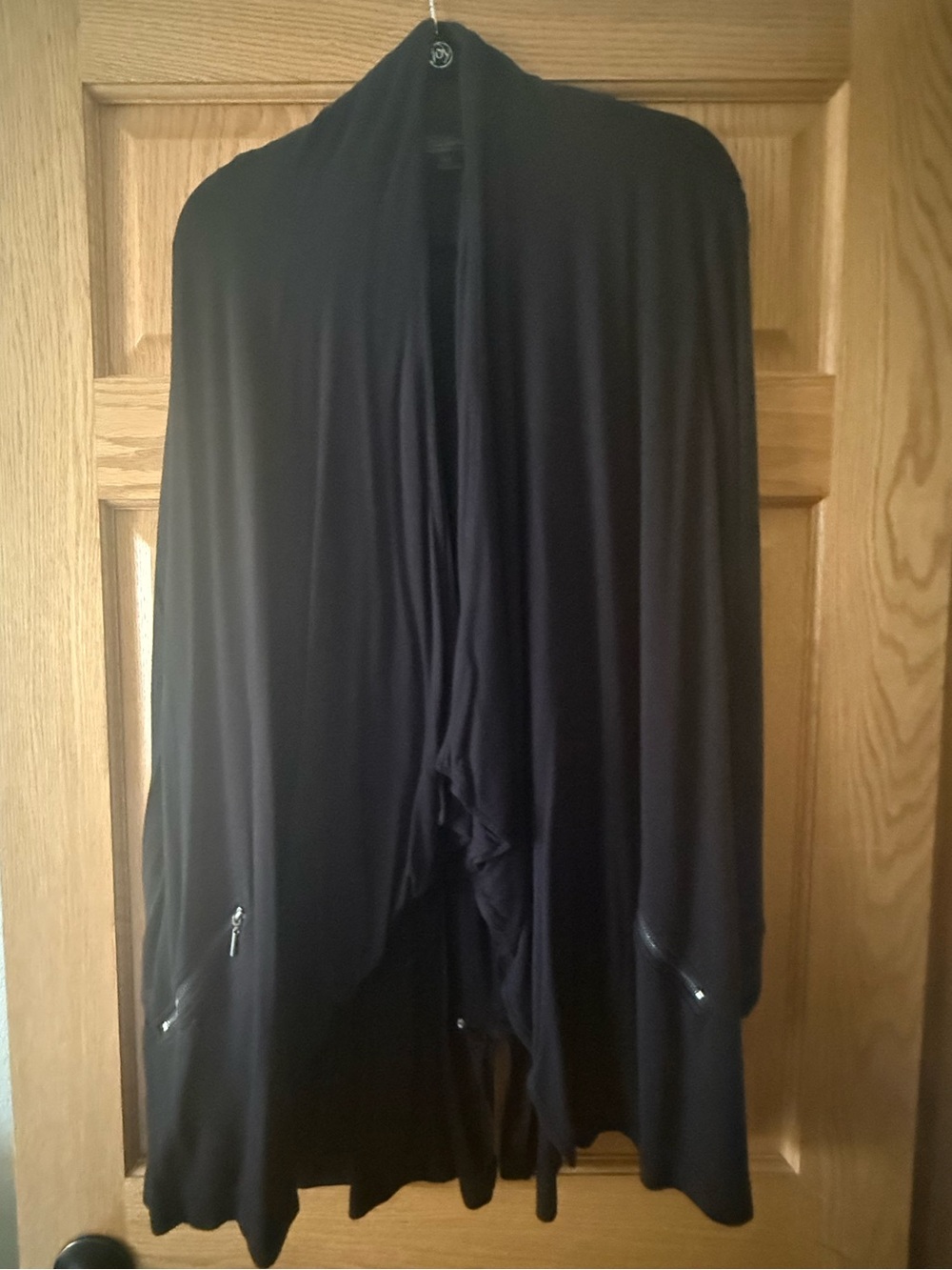 Kensie Black Draped Zip-Accent Cardigan